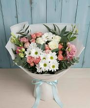 Букет цветов из:  Розы, Лизиантусы и Хризантемы в Дубовском