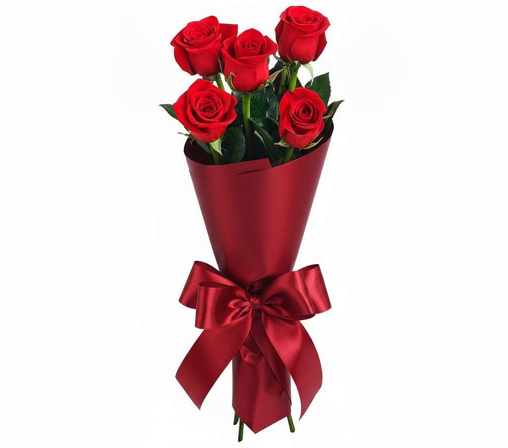 Букет 5 Красных роз Эдлесс Лав в Дубовском