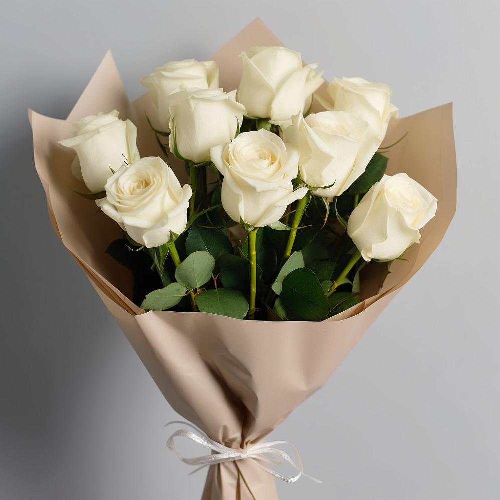 Букет 9 Белых роз Эдлесс Лав в Дубовском