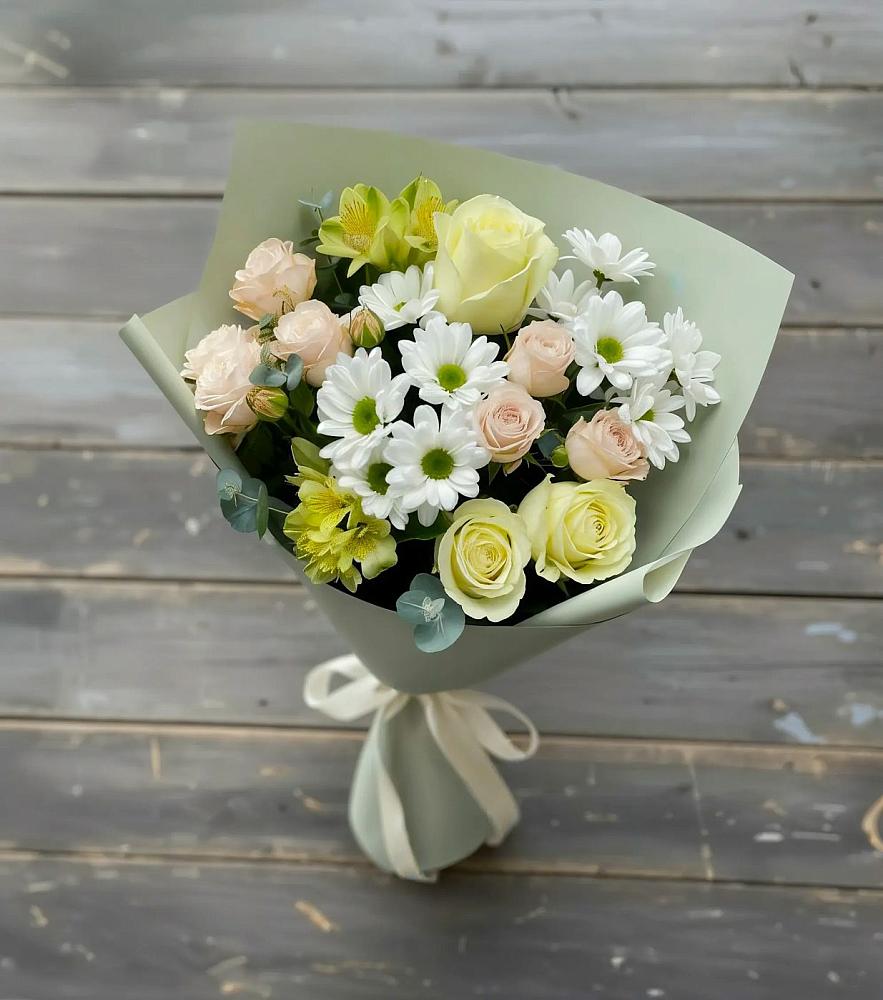 Букет цветов из: Альстромерии, Розы и Хризантемы в Дубовском