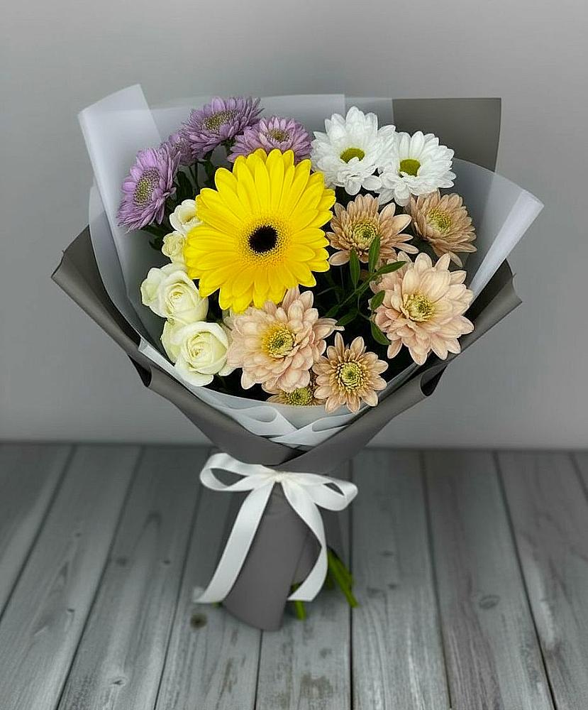 Букет цветов из: Розы, Герберы и Хризантемы в Дубовском