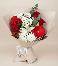 Букет цветов из:  Розы, Хризантемы, Герберы и Лилии в Дубовском