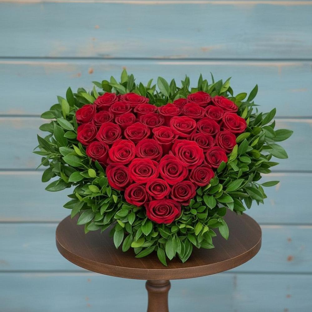 Цветочная композиция из Розы в виде сердца в Дубовском