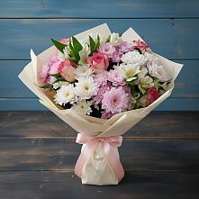 Букет цветов из:  Хризантемы, Альстромерии и Розы в Дубовском
