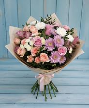 Букет цветов из:  Хризантемы, Розы и Альстромерии в Дубовском