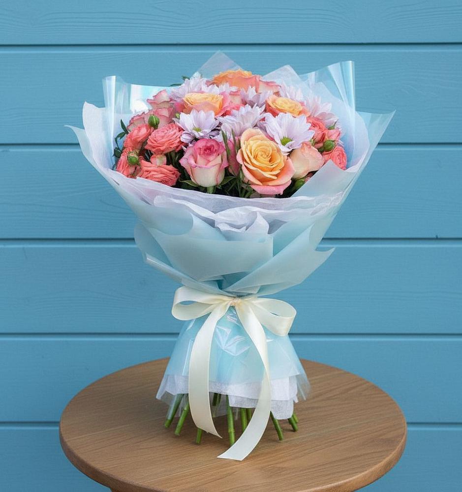 Букет цветов из: Хризантемы и Розы в Дубовском